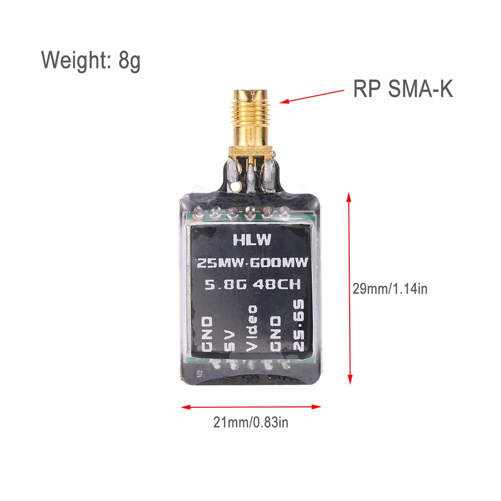 

HLW 5,8G 600mW/25mW 48CH беспроводной AV Передатчик Raceband w/BEC 5V Выход для QAV210 QAV250 Racer250 FPV гоночный Квадрокоптер Дрон