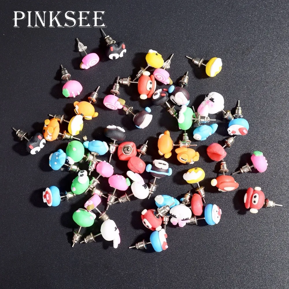 Pinksee 24 пара/лот Новые Симпатичные Модные сплав Мелких Животных Серьги гвоздики