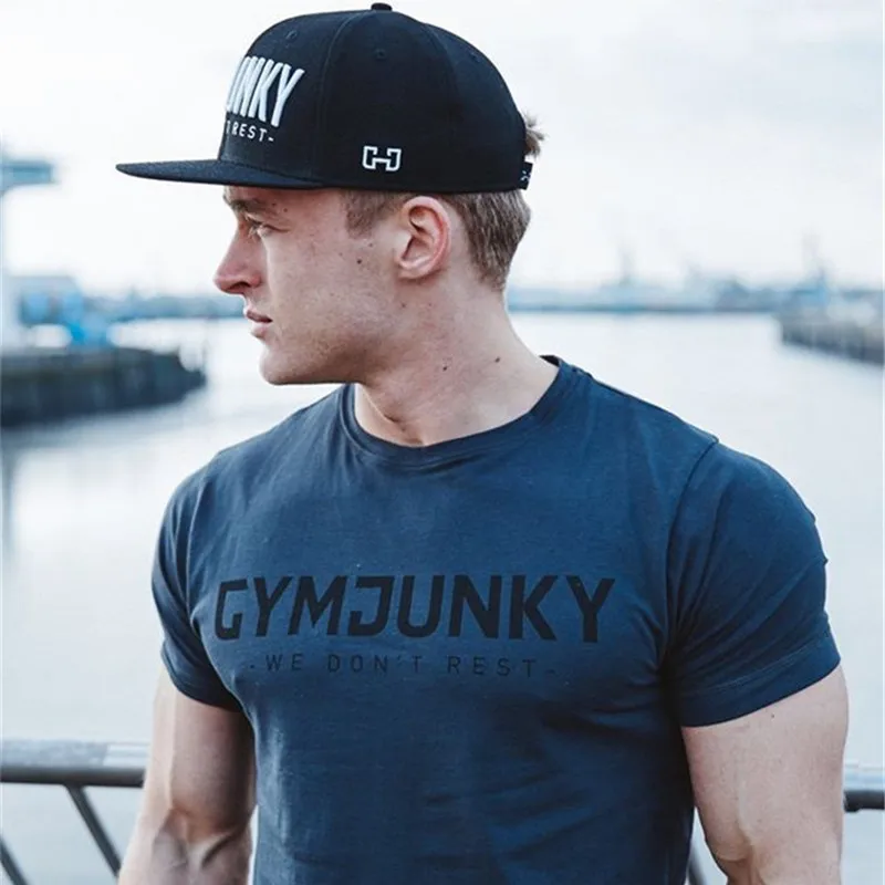 

Футболка мужская облегающая для тренировок и фитнеса, брендовая Спортивная футболка для бега, фитнеса, бодибилдинга, лето