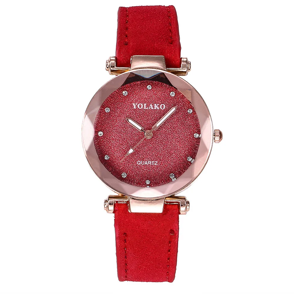 #5001YOLAKO Women's Casual Quartz Leather Band Starry Sky Watch Analog Wrist reloj mujer New Freeshipping Hot Sales | Наручные часы