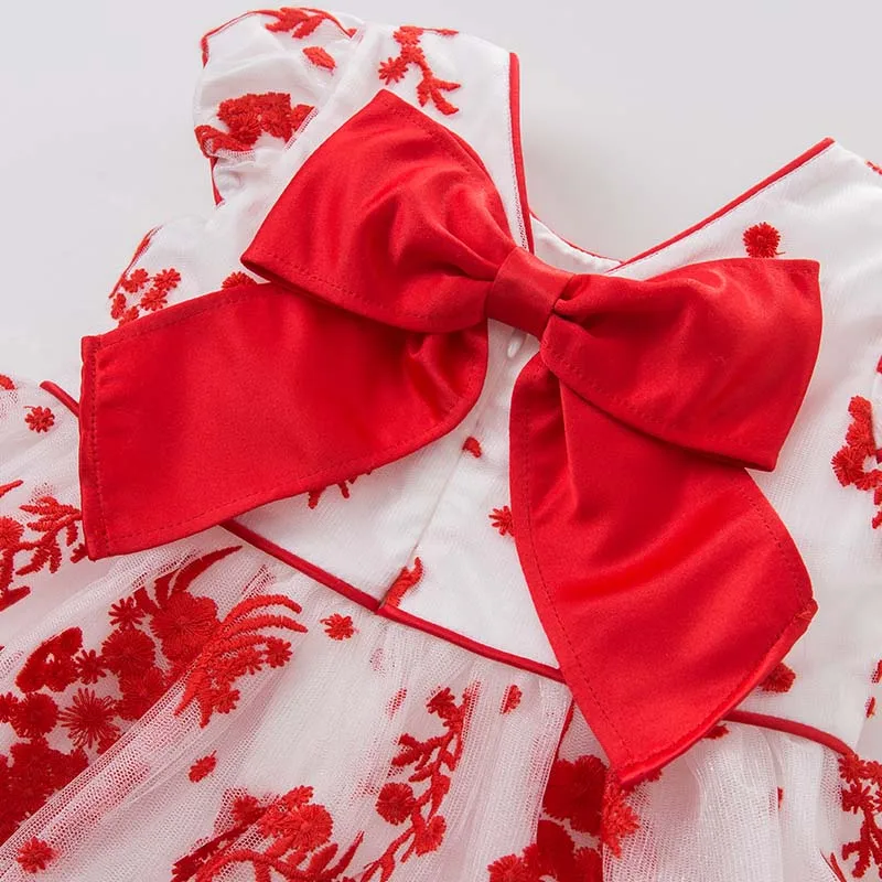 Dave bella Princess baby girl dress with big bow children party wedding gown summer floral clothes vestido infantil DB7578 | Детская