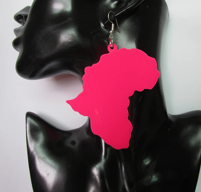 

Wholesale Price Pink Color Acrylic African Map Earrings