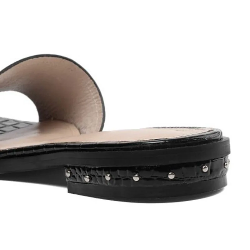 TAOFFEN Daily Real Leather Women Outdoor Sandals Rivets Summer Beach Young Ladies Shoes Club Party Size 33-42 | Обувь