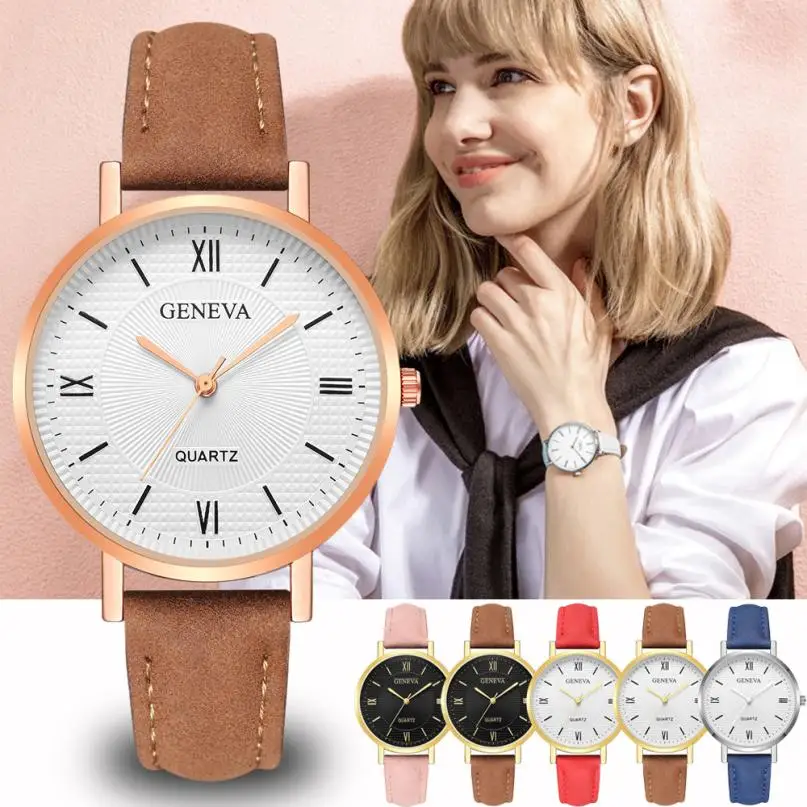 

Geneva Women Watches Fashion Waterproof Sports Watches Female Analog Quartz Watchs Alloy Dial Crystal Leather Business Watch #F