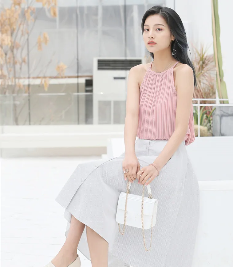 WHITNEY WANG блузки женские 2019 летняя модная уличная однотонная плиссированная блуза
