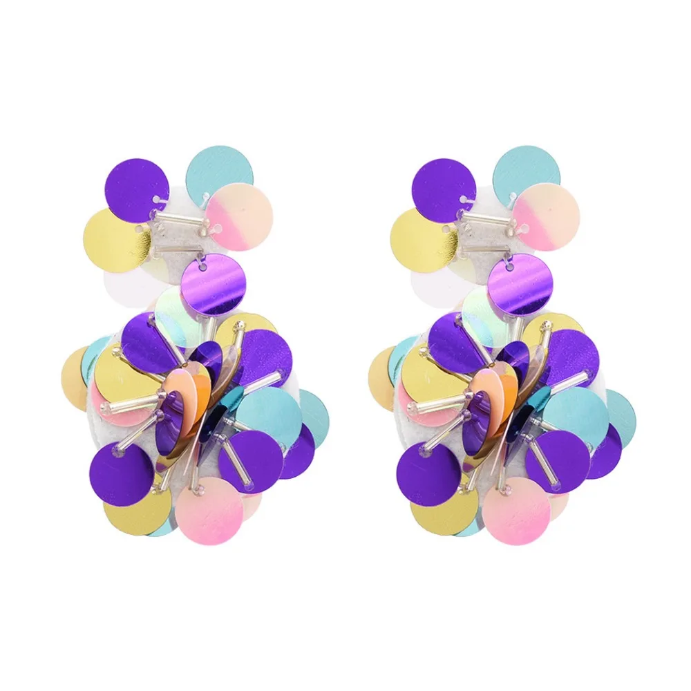 Inlove 5 Colors Large Personality Cute Drop Earrings Korean Bohemian Sequins Tassel Dangle for Women Charm Jewelry | Украшения и