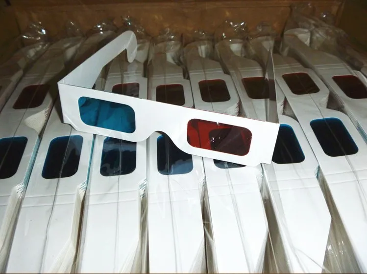 100 пар Универсальный Бумага анаглиф 3D Стекло es Бумага 3D Стекло es вид анаглиф красный голубой красный/синий 3D стекло для кино EF