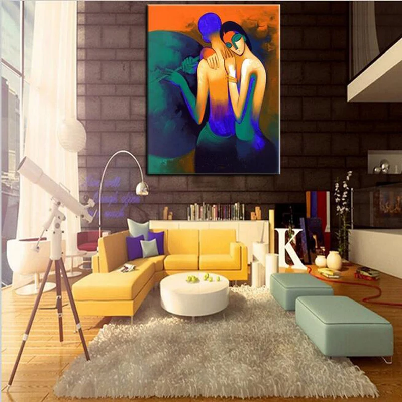 Абстрактная каллиграфия Холст Искусство индийская фигурка картина 100% ручная