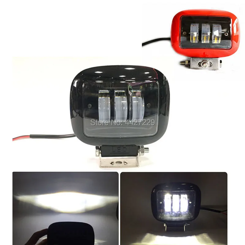 2pcs/lot 30W Super Bright Black Red Round Square LED Work Light For Car SUV BUS Van Offroad 4*4 12V DC Handlamp Working | Автомобили и