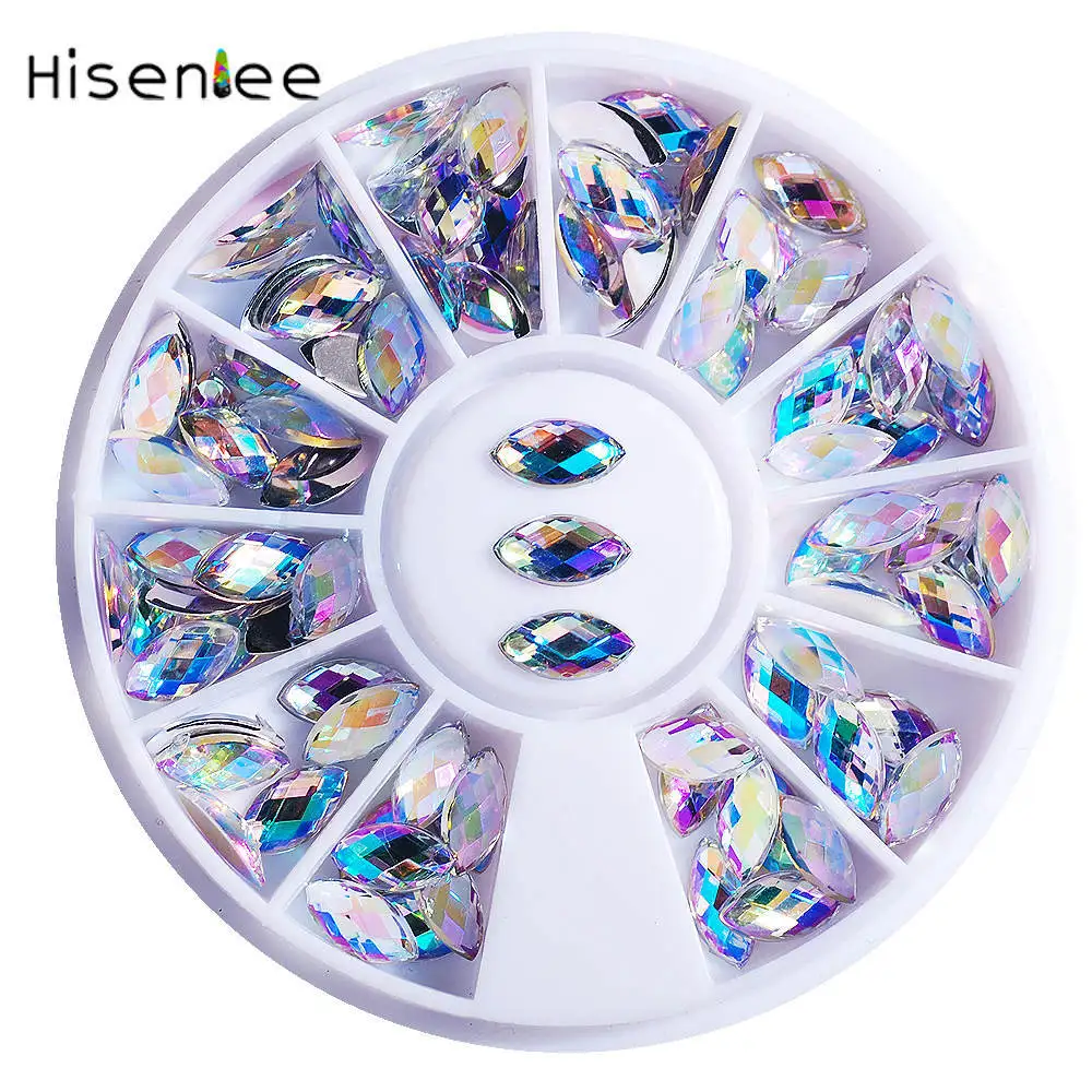 crystal ab DIY Дизайн Ногтей Колесо кристалл AB Цвет Блеск лошадь глаз Стразы 3D дизайн ногтей украшение AB акриловые ногти алмазное сверло колесо - Цвет: crystal ab
