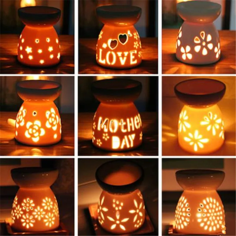 Белая фарфоровая ароматерапевтическая масляная лампа ручной работы