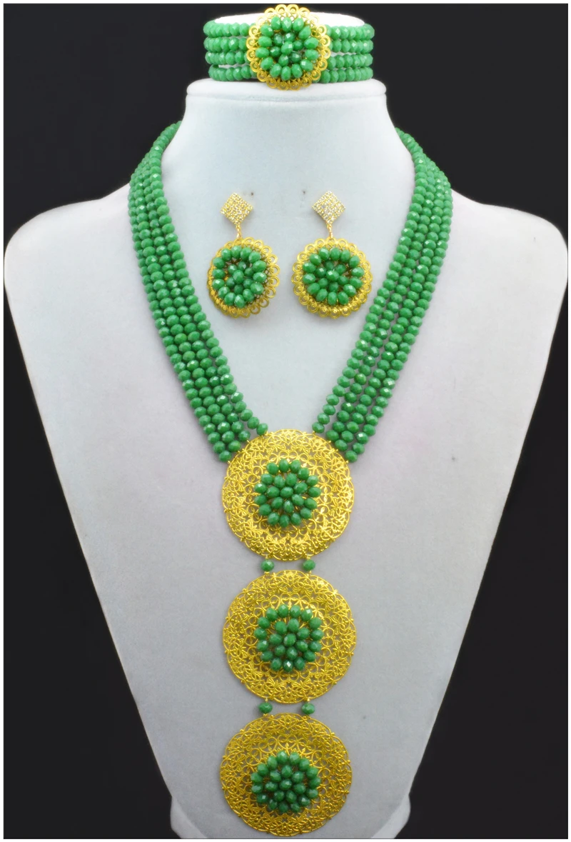 Модные нигерийские Африканские свадебные бусы ювелирный набор ожерелье с