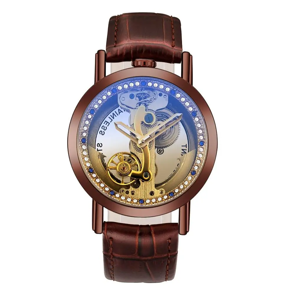 Mechanical watch 4 Креативные прозрачные автоматические механические часы для мужчин, роскошные скелетные шестерни, с автоматическим заводом, кожа, Montre Homme - Цвет: Mechanical watch 4