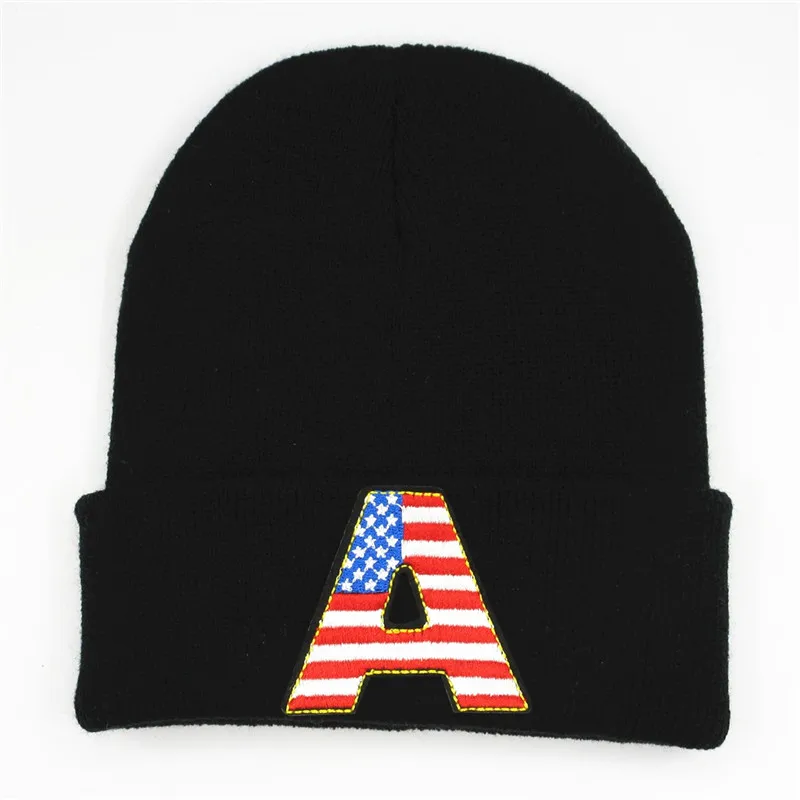 

LDSLYJR плотная вязаная шапка с американским флагом с вышивкой зимняя теплая шапка шапочки шапка облегающая шапка для мужчин и женщин 62