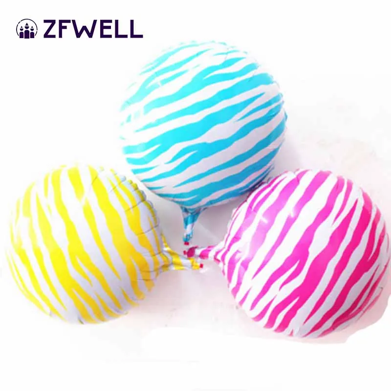 ZFWELL 5pz/Лот синий желтый розовый 18 дюймов рисунок зебры алюминиевая пленка круглый