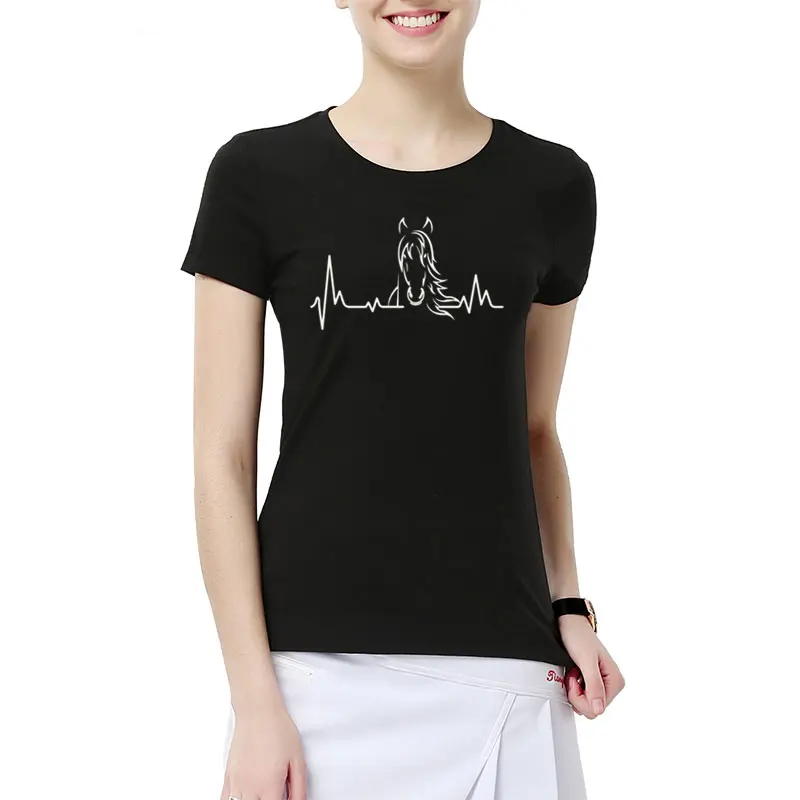 Новые модные женские футболки для девочек с изображением пульса лошади Летние