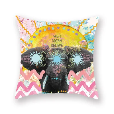 Colorful Geometric Pineapple Decorative Cushion Covers English Cactus Pillow Cases Indian Elephant Pattern For Sofa Car | Дом и сад