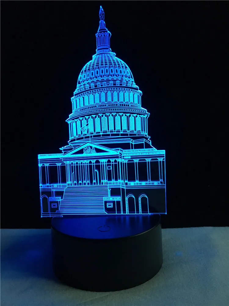 Оптовая торговля Белый дом 3D USB светодиодный светильник 7 цветов меняющий