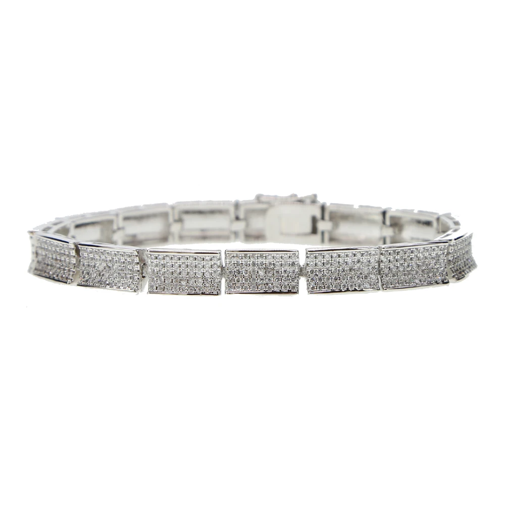 

Серебряный цвет micro pave clear кубический цирконий bling Мужские украшения iced out cool boy подарок хип-хоп ювелирные изделия браслет-цепочка cz