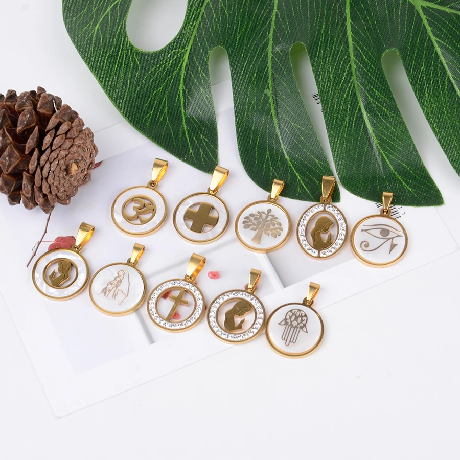 HOBBORN Trendy Women Collar Necklace Stainless Steel Round Shell Tree of Life Pendant Female Link Chain Friendship Necklaces | Украшения и