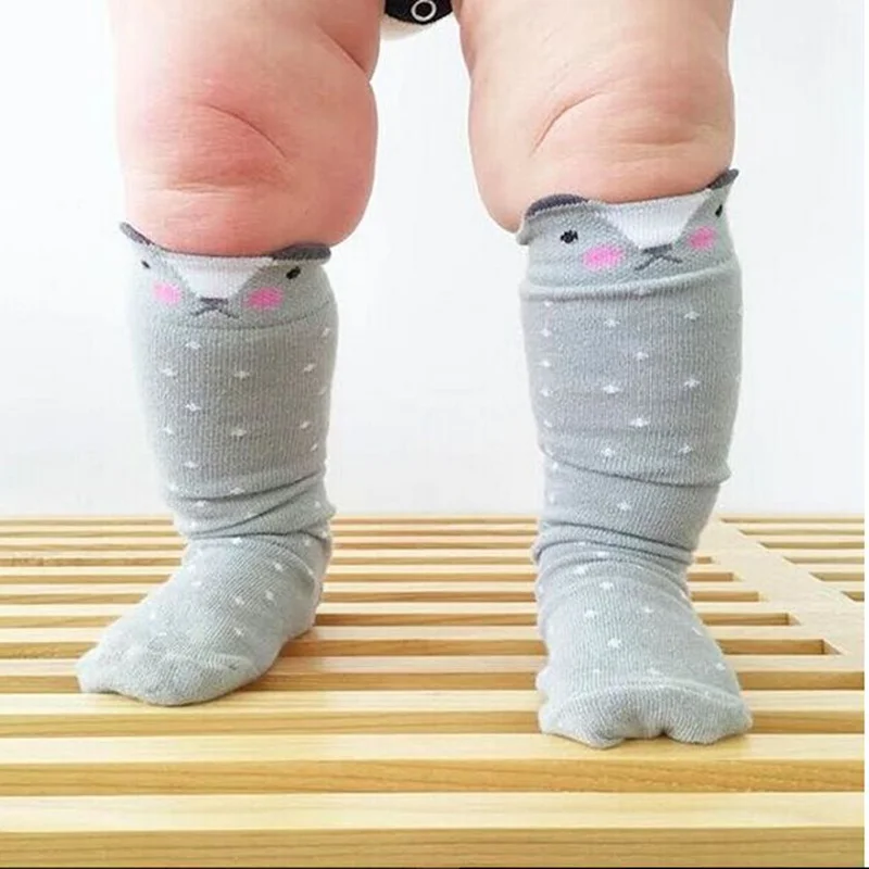 Носки унисекс до колена для маленьких девочек и мальчиков от 0 6 лет с рисунком