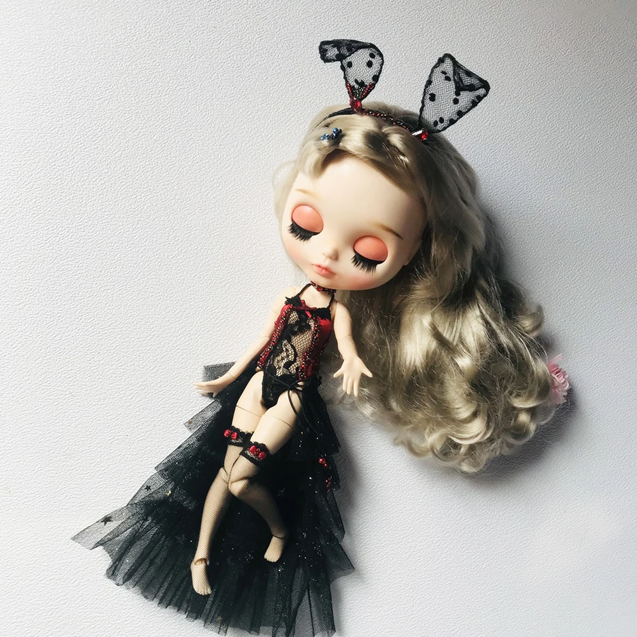 5 шт./компл. милые куклы одежда Сексуальное Черное Кружевное облегающее платье