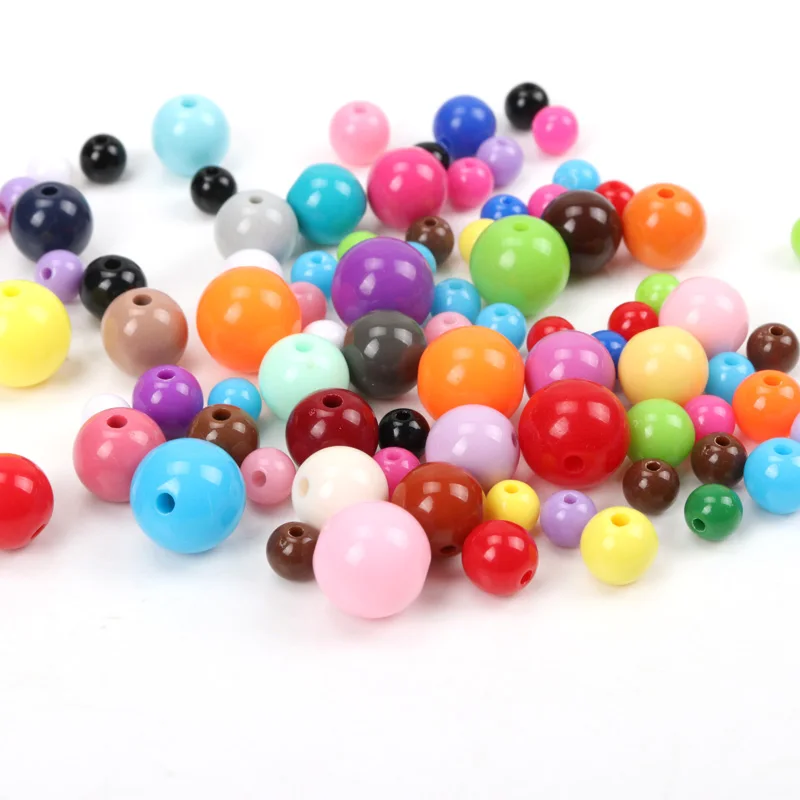 Новые поступления 2019 смешанные твердые круглые бусины-шарики акриловые