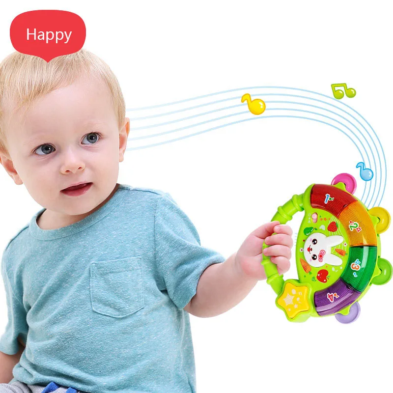 Infant Newborn Rattle Toys Hanging Baby Carriage Stroller Hand Bell Drum Music And Light Appease Toy Toddler Kids Gifts | Игрушки и