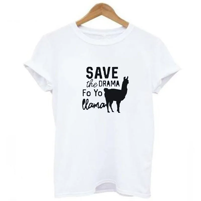Женская футболка с длинным рукавом Save The Drama для Llama летняя Shrot Прямая