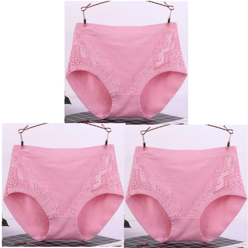 mei red X 3 3 шт./лот, XL-6XL, большие размеры, высокая талия, женские трусики, одноцветные хлопковые трусы, нижнее белье, женские сексуальные кружевные бесшовные трусы 6634 - Цвет: mei red X 3
