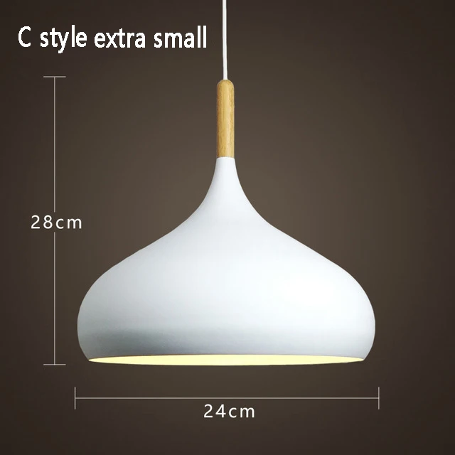 C extra small white Подвесной светильник в скандинавском стиле s E27, подвесной светильник, светильник для бара, кафе, ресторана, для декора, лофт, дерево, алюминиевый абажур, подвесной светильник s - Цвет корпуса: C extra small white