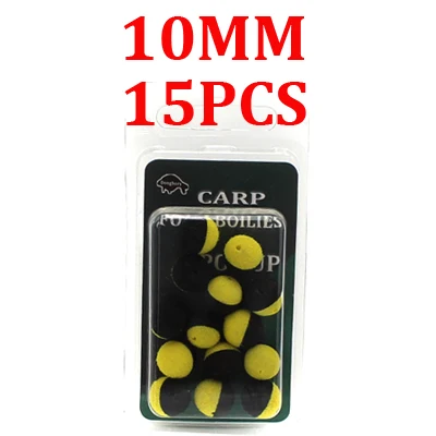 10MM-Yellow N Black 12/15 шт. Карп рыболовные приманки бойлов плавающий шар шарик карп подачи Twin Цвет приманка установка для волос плавающий рыболовный шар 10 12 14 мм - Цвет: 10MM-Yellow N Black