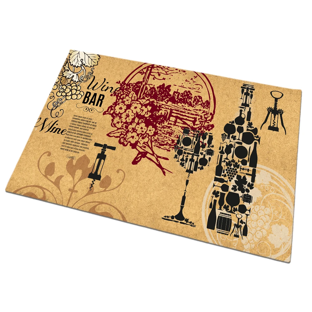 

Wine glasses printing foam natural rubber door mat Front Door Mats Carpet Entrance Indoor Non-slip Floor Mat Bar Rug