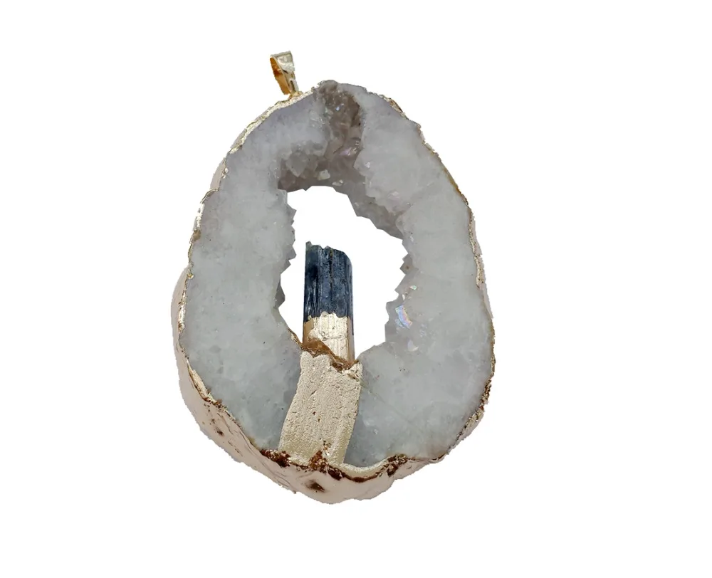 Подвеска из натурального кварца Geode черный турмалин e 5 шт./лот|drusy pendant|natural geodeblack