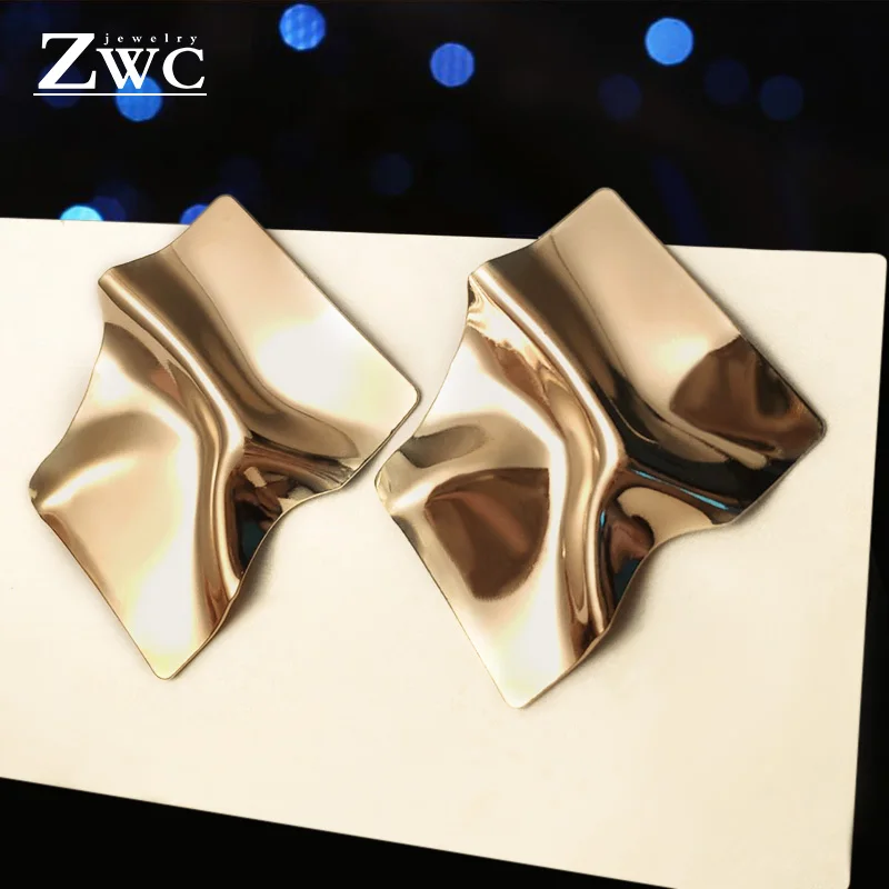 ZWC новые модные корейские золотые серьги в форме сердца для женщин и девушек, вечерние серьги с геометрическим орнаментом - Окраска металла: Gold 4