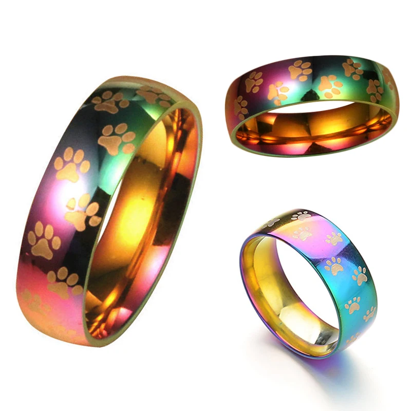 Женское кольцо из нержавеющей стали с принтом лапы 1 шт.|pcs rings|ring ringfashion rings |