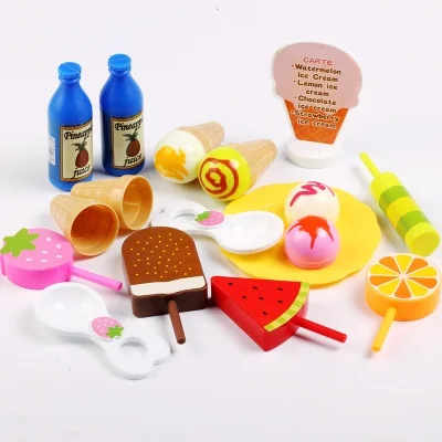 Icecream-19pcs Игрушечный торт с днем рождения для Детские Кухонные Игрушки для резки девочек ролевые игровой кухонный набор 1 3 4 лет мальчик девочка образовательный подарок - Цвет: Icecream-19pcs