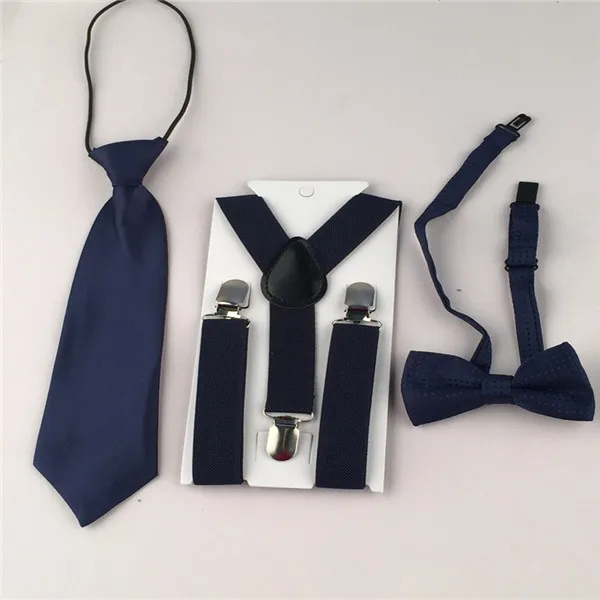 Navy Blue Комплект из 3 предметов для маленьких мальчиков и девочек, новые эластичные регулируемые подтяжки на y-образной застежке, Детский комплект с галстуком-бабочкой и подтяжками, HHtr0007 - Цвет: Navy Blue