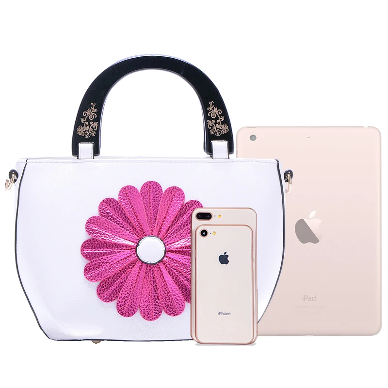 

Vintage Sun Flower Women Bag Wooden Handle Retro Female Leather Tote Bag Green Black Carved Shoulder Messenger Bag Handbag Lady