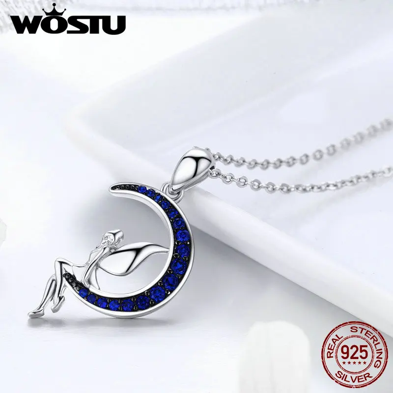 WOSTU классика хит продаж новинка серебро 925 пробы Фея в синей Луне CZ подвеска