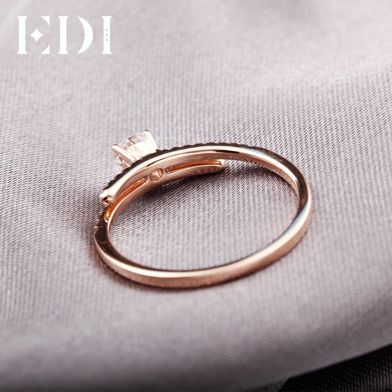 EDI Разделение дизайн натуральная кожа 14K покрыто розовым золотом кольцо с алмазом