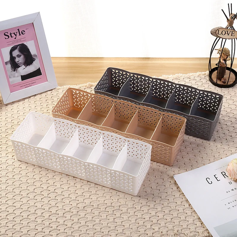 5 ячеек коробка для хранения Органайзер пластиковая галстук бюстгальтер носки