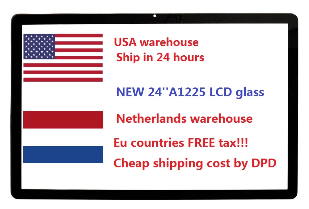 

Netherlands USA warehouse 1pcs/5pcs Original New for Apple iMac 24 inch early 2009 A1225 LCD Front Glass Panel cover