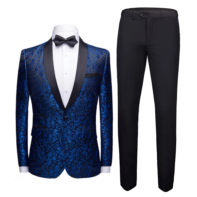 

2019 New Fashion Business Jacquard Suit Men Two-piece Set Size: S M L XL XXL XXXL 4XL Men's Wedding Suit high quality
