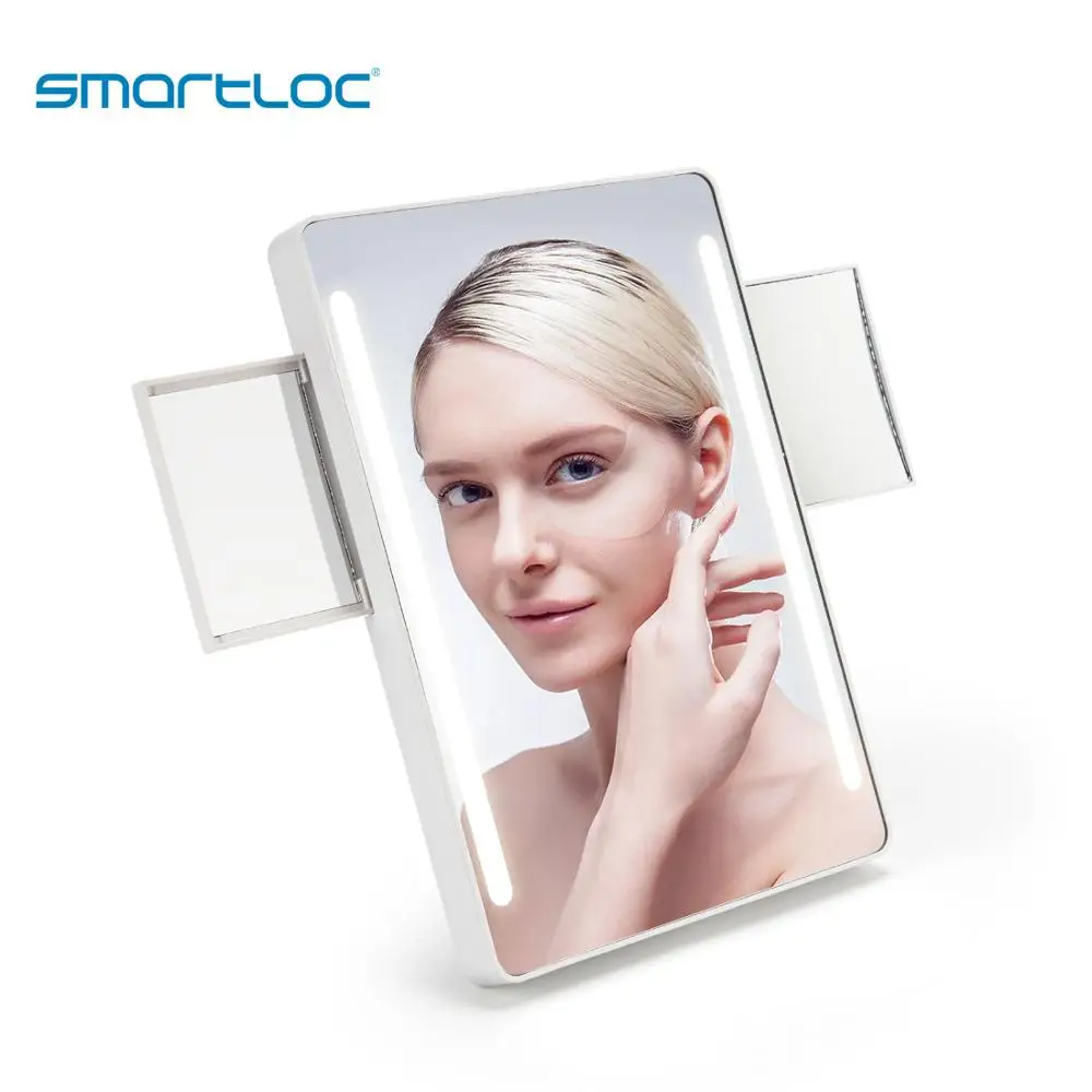 Smartloc пластиковый прямоугольник увеличительный, светодиодный сенсорный экран настенное зеркало для ванной дамское зеркальце туалетный столик стенд 11x7,8 дюймов