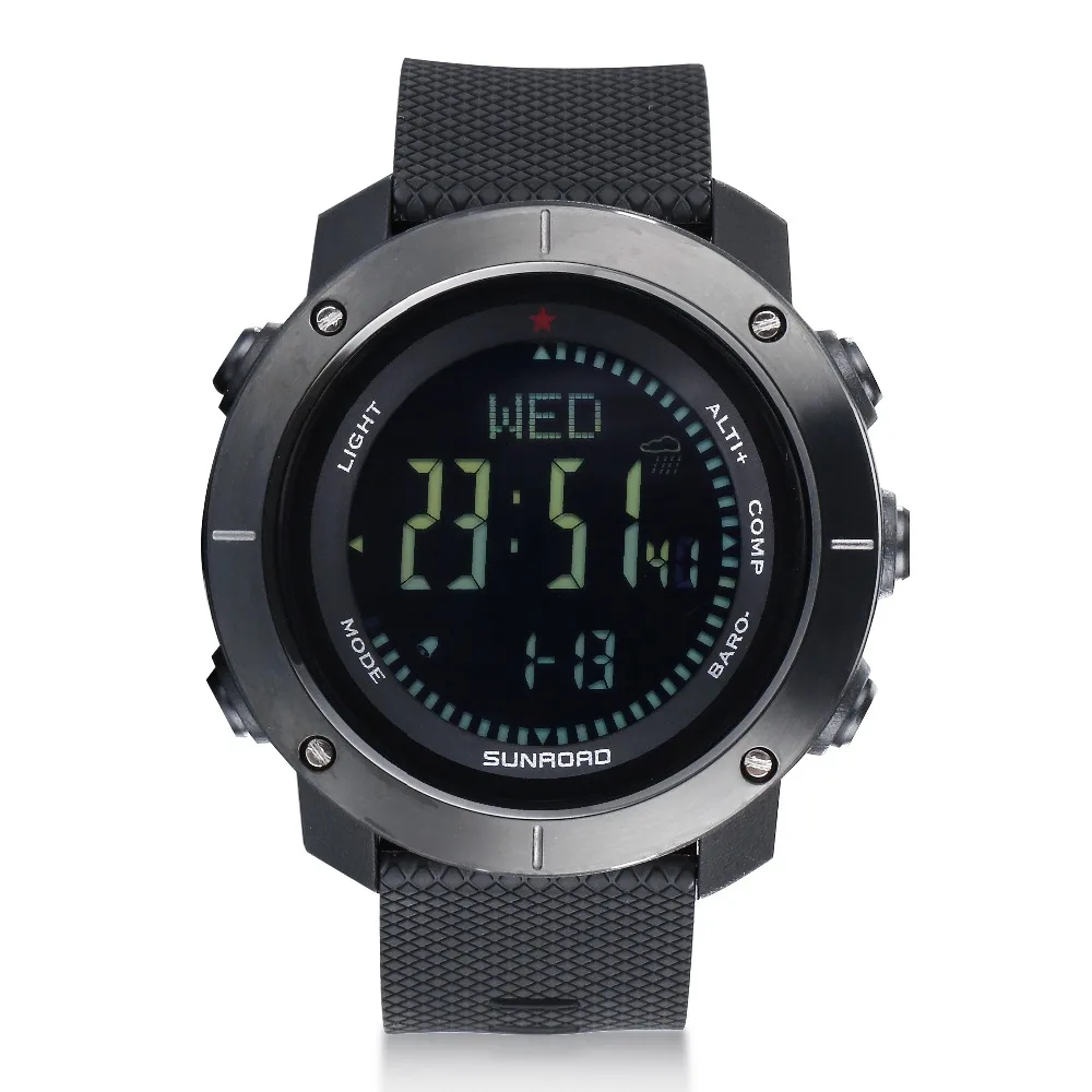 SUNROAD мужские часы Montre femme, цифровые часы с альтиметром, барометром, будильником, компасом, термометром, трендом высоты, Reloj Hombre