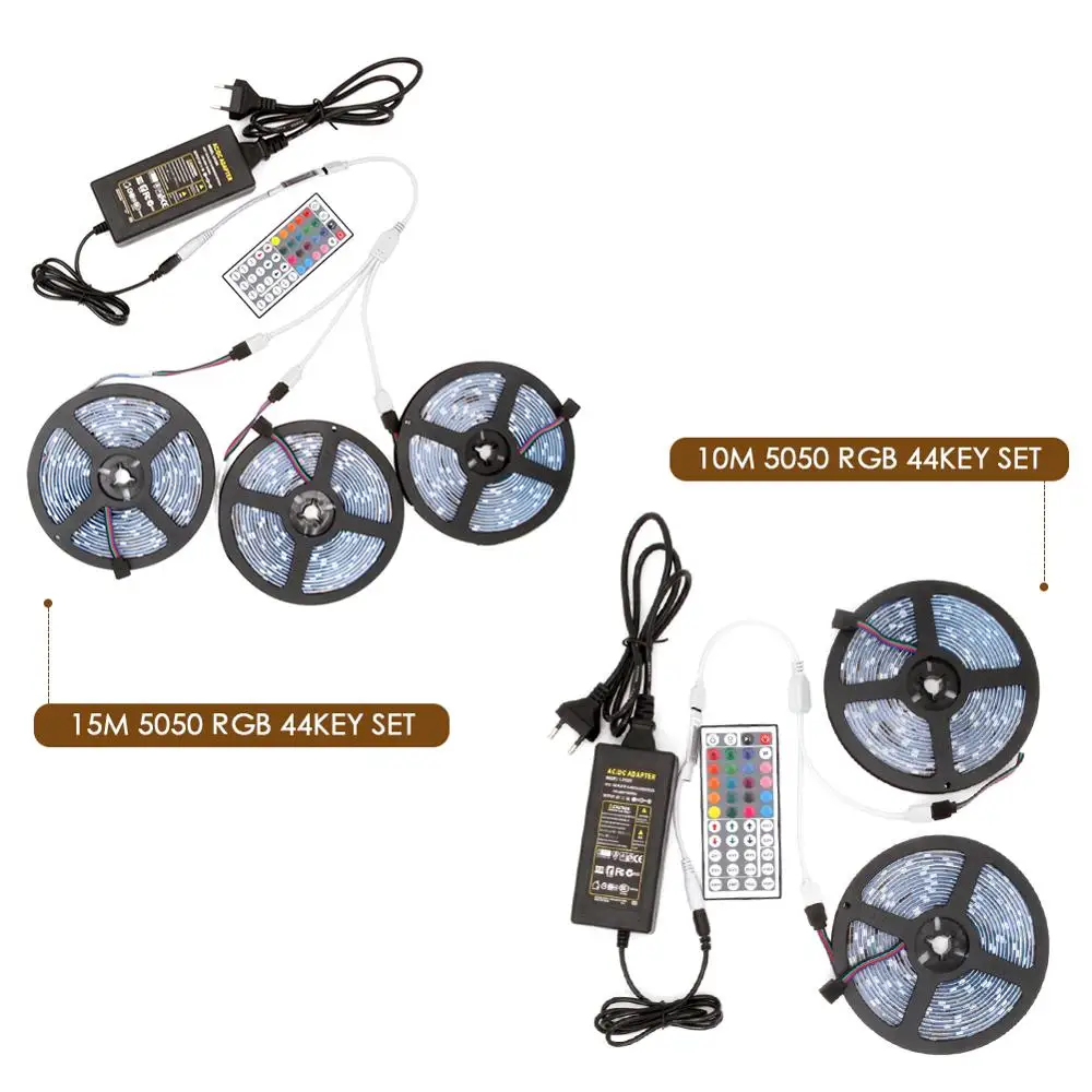 Светодиодный светильник DC 12 В RGB SMD 2835 5050 44Key с дистанционным питанием 5 м 10 м 15 м полный комплект Гибкая Диодная лента водонепроницаемый светильник ing