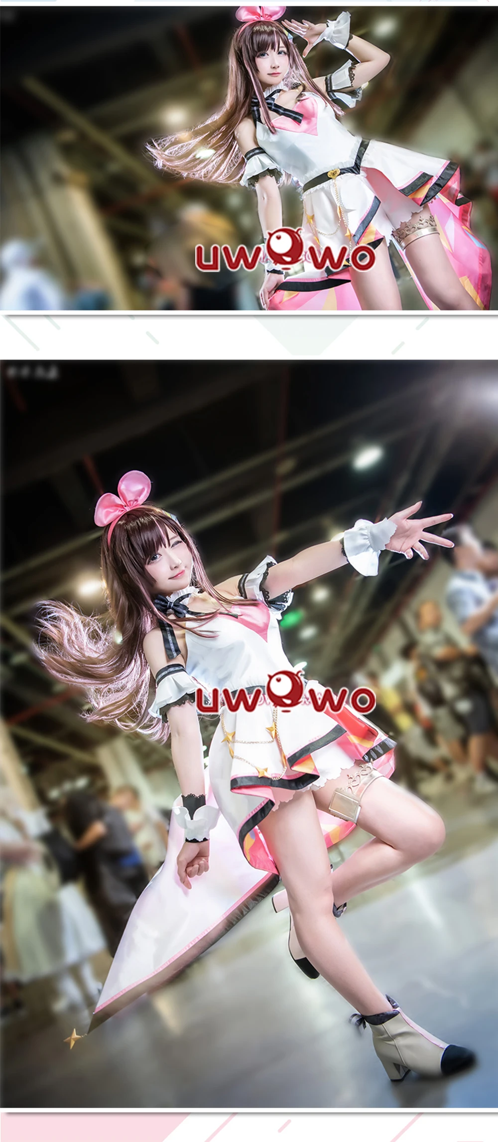 UWOWO Kizuna AI Косплей Костюм AI канал Youtube женское милое розовое платье Рождественский карнавальный костюм