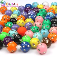 olingart 8mm 100pcs round mixed multicolor silver color acrylic beads solid diy bead earrings bracelet necklace jewelry making