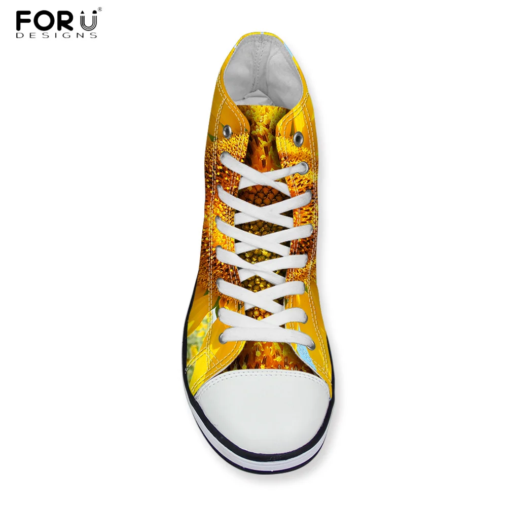 Женские холщовые кроссовки FORUDESIGNS высокие кеды с 3D цветочным принтом